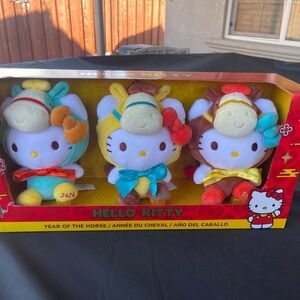 Hello Kitty Year of the Horse Plush Trio - Red, Yellow, Blue